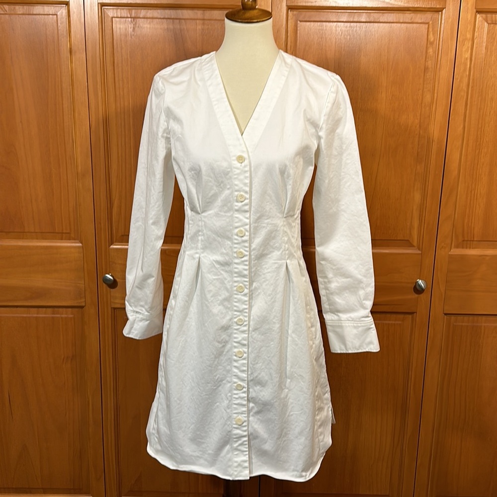 TIBI White Twill Shirt Dress EUC Size 6 - Picture 3 of 14